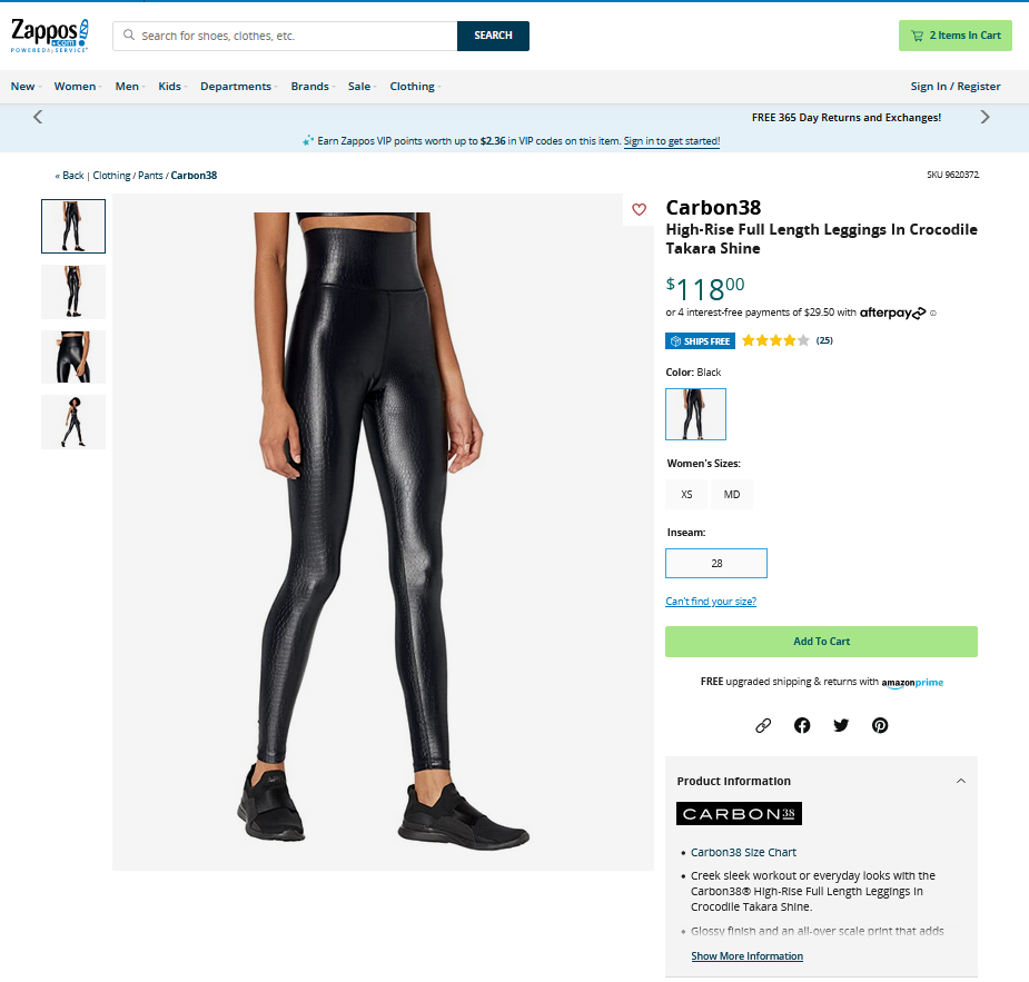 Carbon38 High-Rise Full Length Leggings In Crocodile Takara Shine